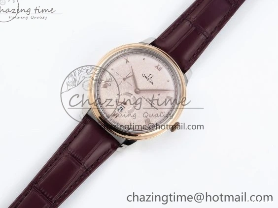 0416 QuickDry De Ville Date RG MKF 1:1 Best Edition Brown Textured Dial Diamonds Marker on Brown Leather Strap A 7747